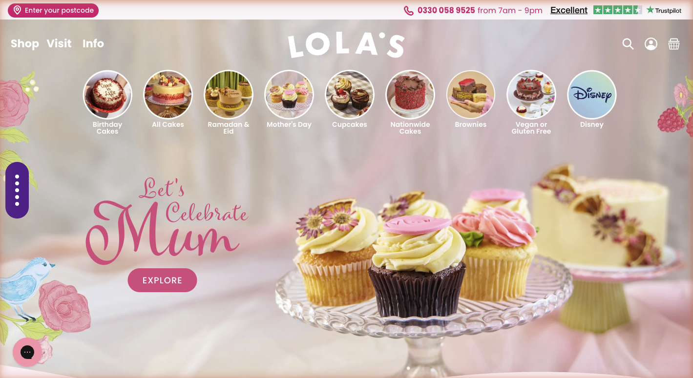 Lola's Cupcakes website